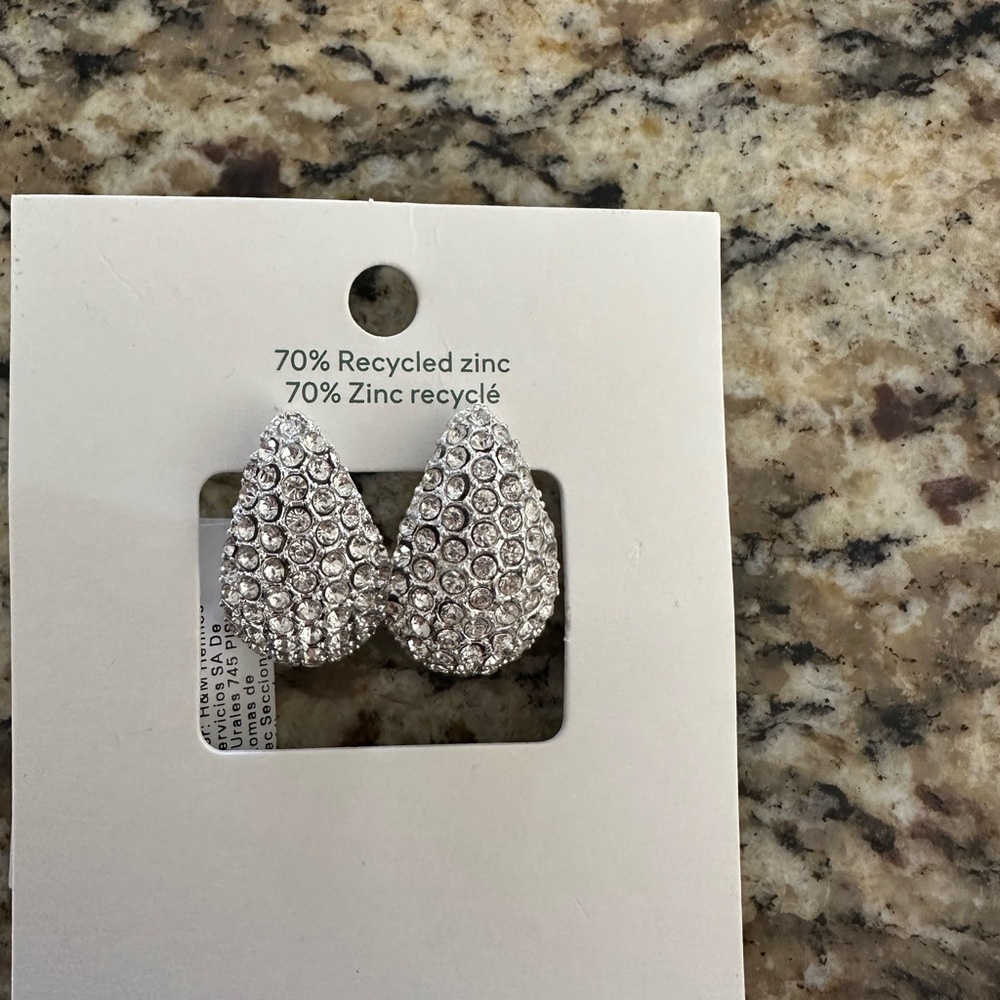 Silver Jeweled Teardrop Earrings